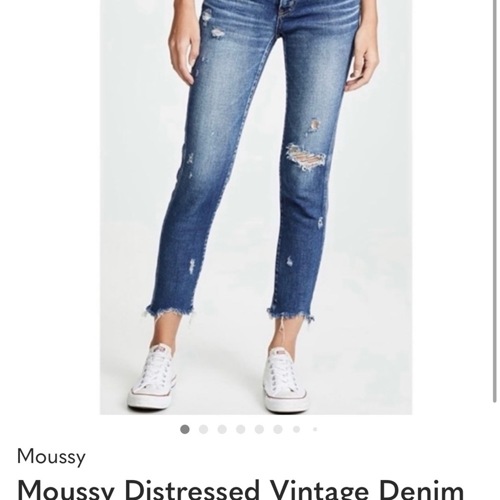 Moussy Blue Distressed Ankle Jeans